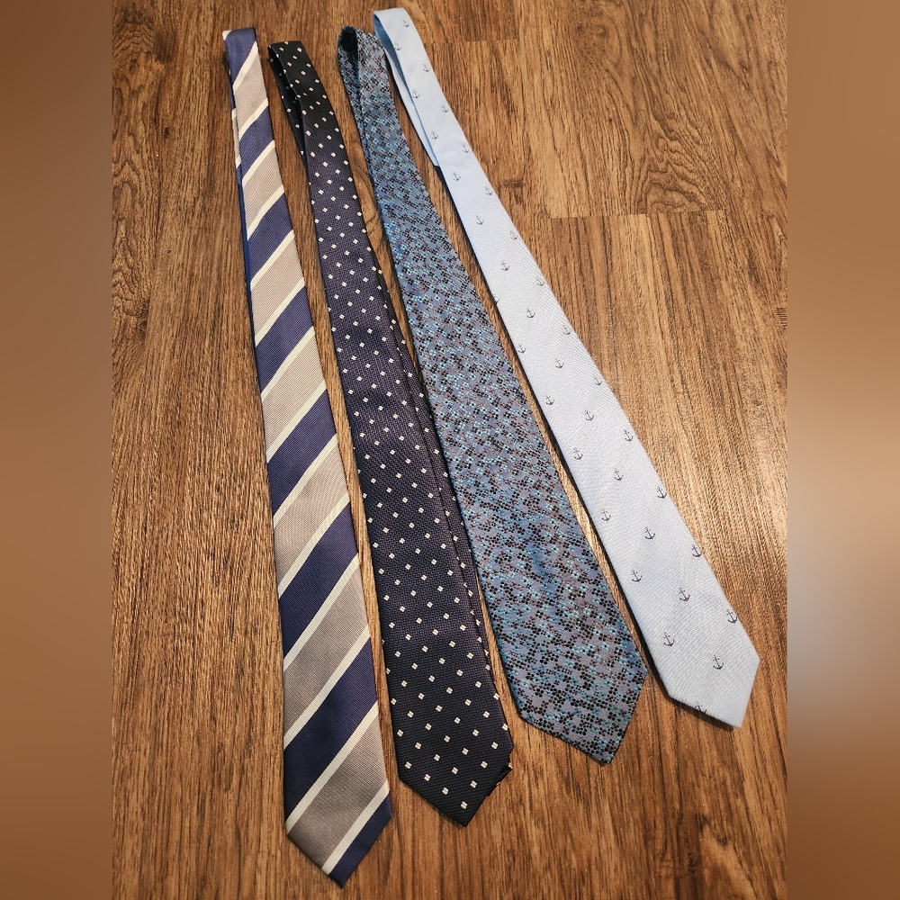 Men's Assorted Ties Set - Blue, Black, and Gray